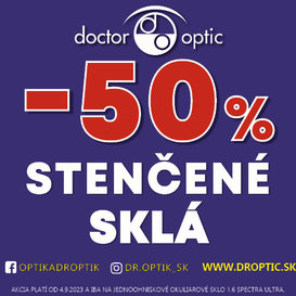 50 % zľava na stenčené sklá